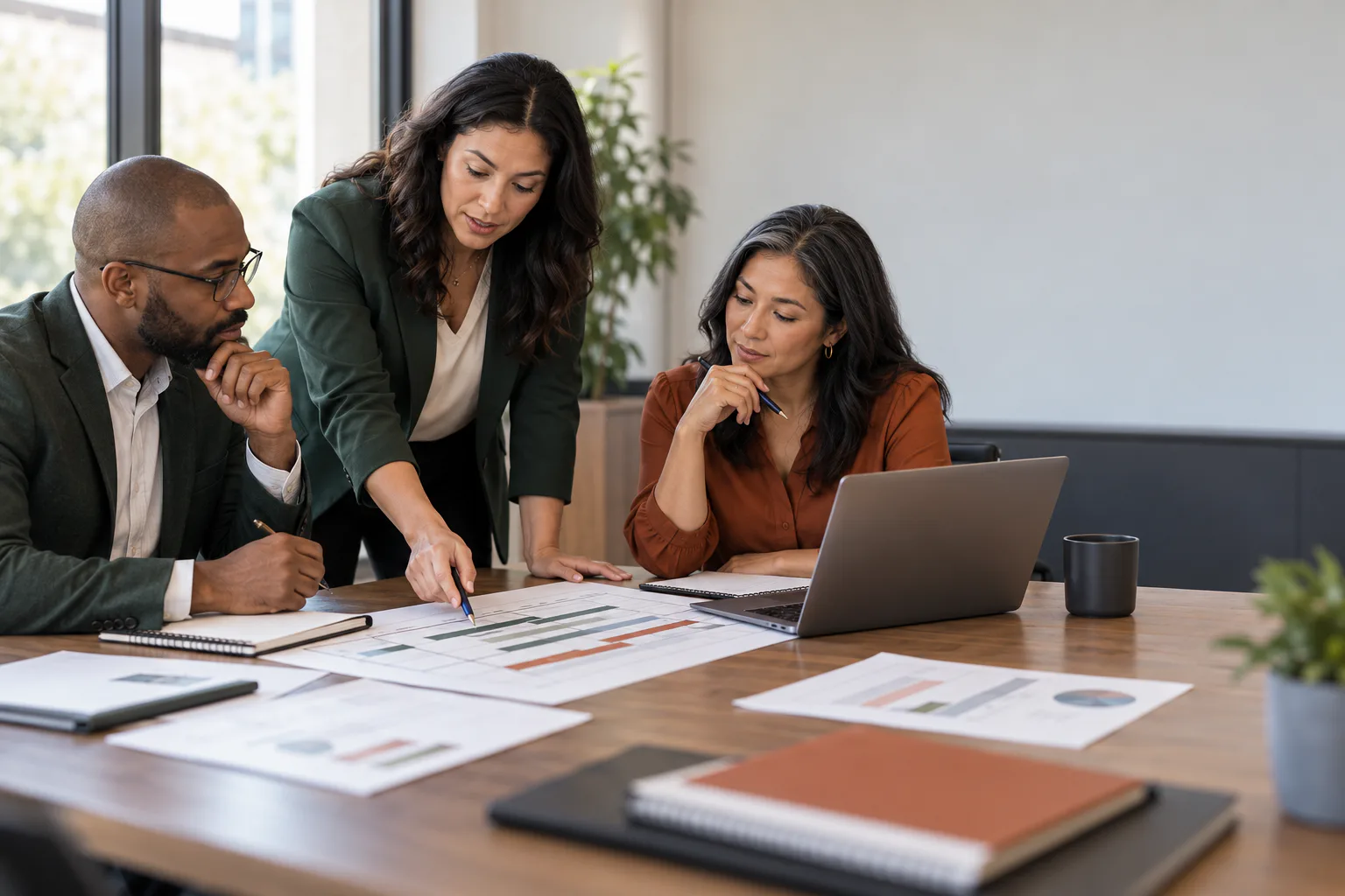A small-business prime contractor organizing proposal inputs with two subcontractor partners